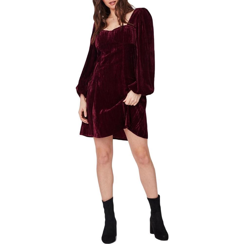 Lost + Wander Womens Velvet Short Mini Dress Wine XS NWT